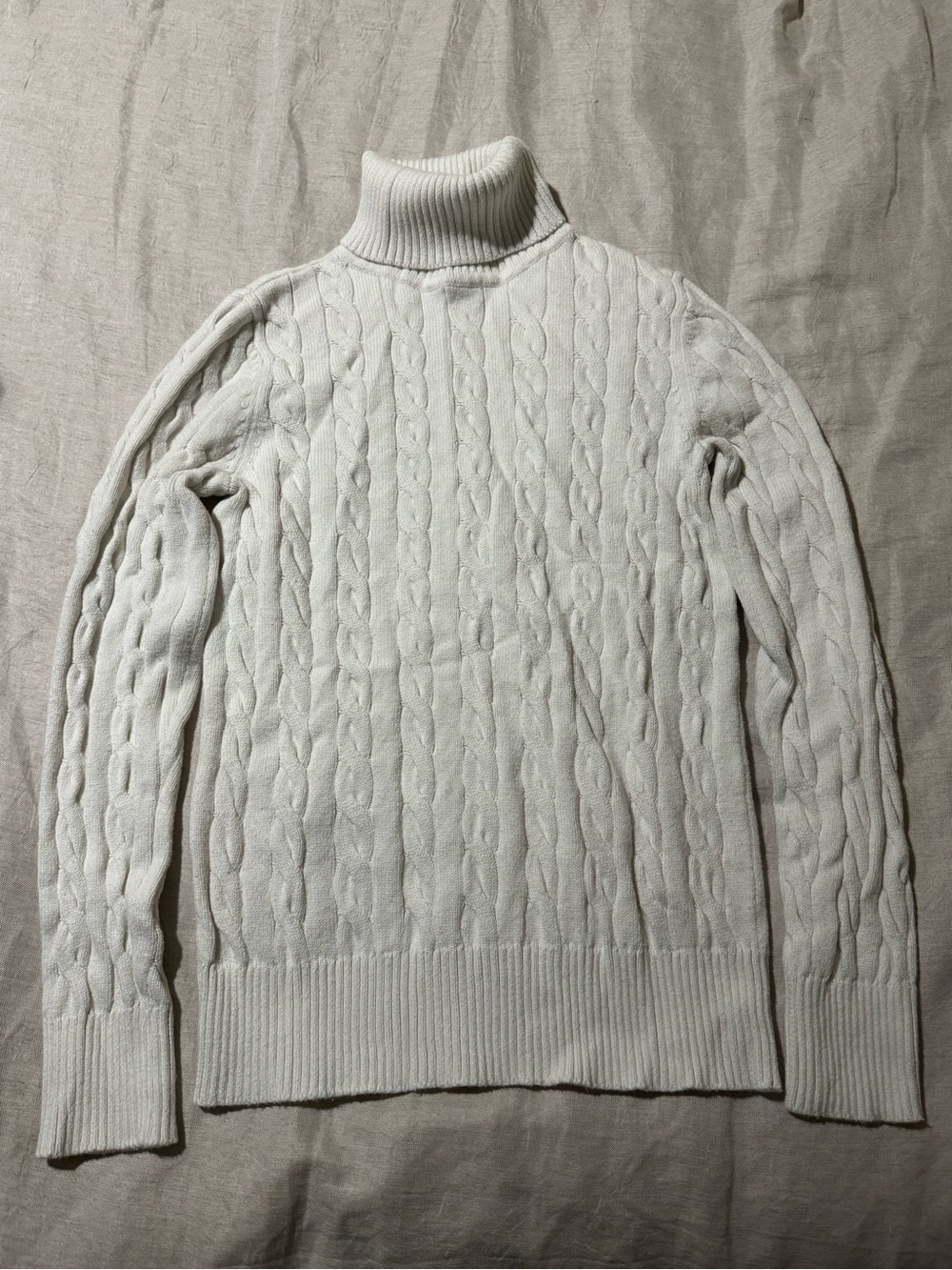 St. John’s Bay Women’s Cable Knit Turtleneck Sweater Ivory White Size M